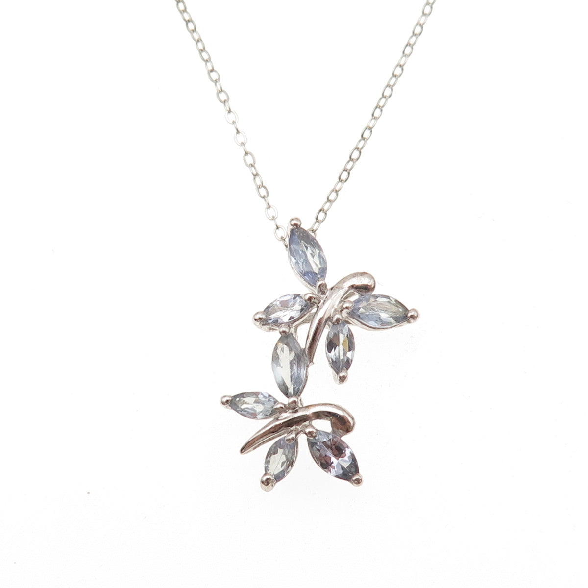 Chuck Clemency 925 Sterling Silver Real Tanzanite Butterfly Chain Necklace 20"