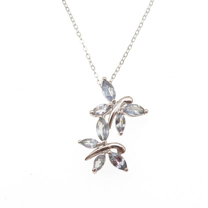 Chuck Clemency 925 Sterling Silver Real Tanzanite Butterfly Chain Necklace 20"