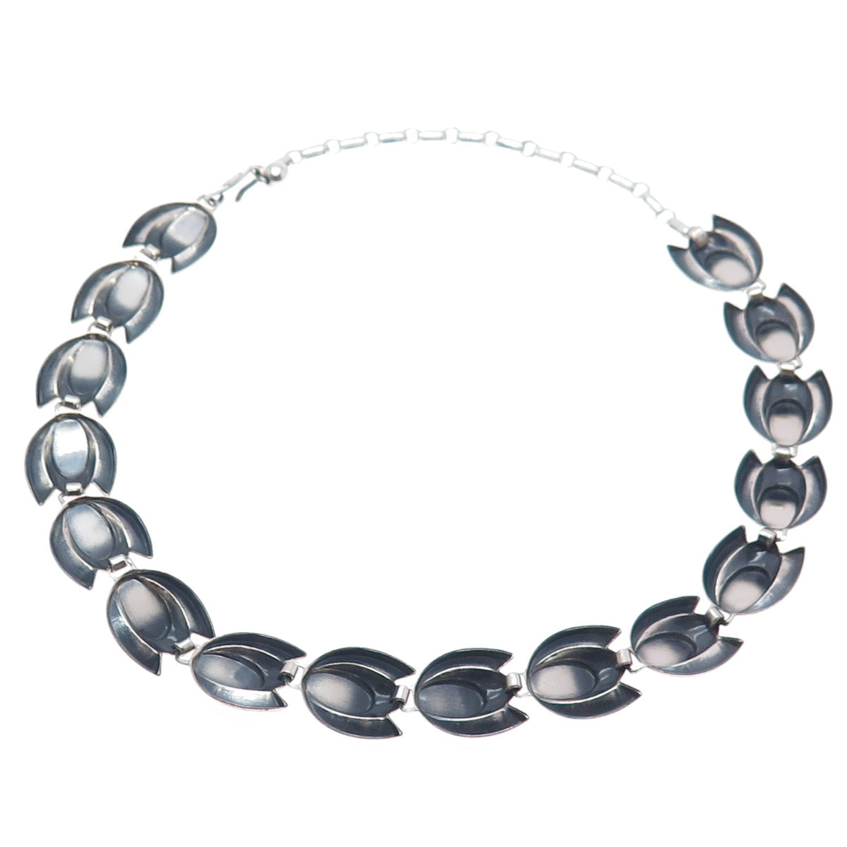 RENOIR SAUTEUR 925 Sterling Vintage Modernist Tulip Flower Chain Necklace 18"