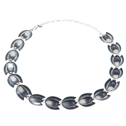 RENOIR SAUTEUR 925 Sterling Vintage Modernist Tulip Flower Chain Necklace 18"