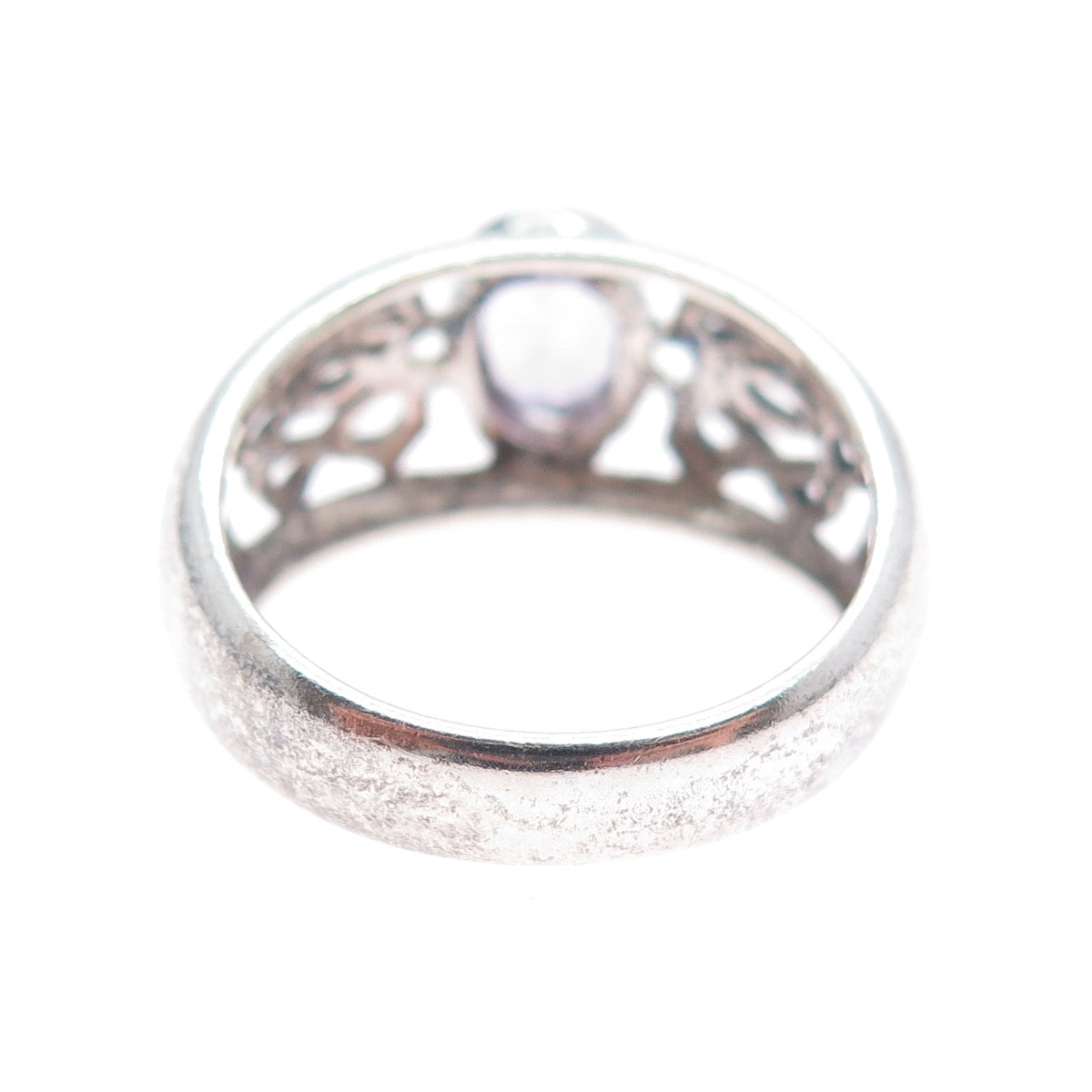 925 Sterling Silver Vintage Real Amethyst Celtic Knot Oxidized Ring Size 9