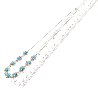 Chuck Clemency 925 Sterling Silver Real Turquoise & Tanzanite Chain Necklace 18"