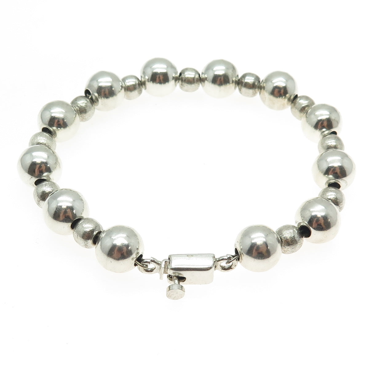 925 Sterling Silver Vintage Mexico Multi-Ball Beaded Bracelet 7"