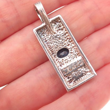 Juvite Sterling Silver 2-Tone Vintage Real Sapphire Evil Eye Modernist Pendant