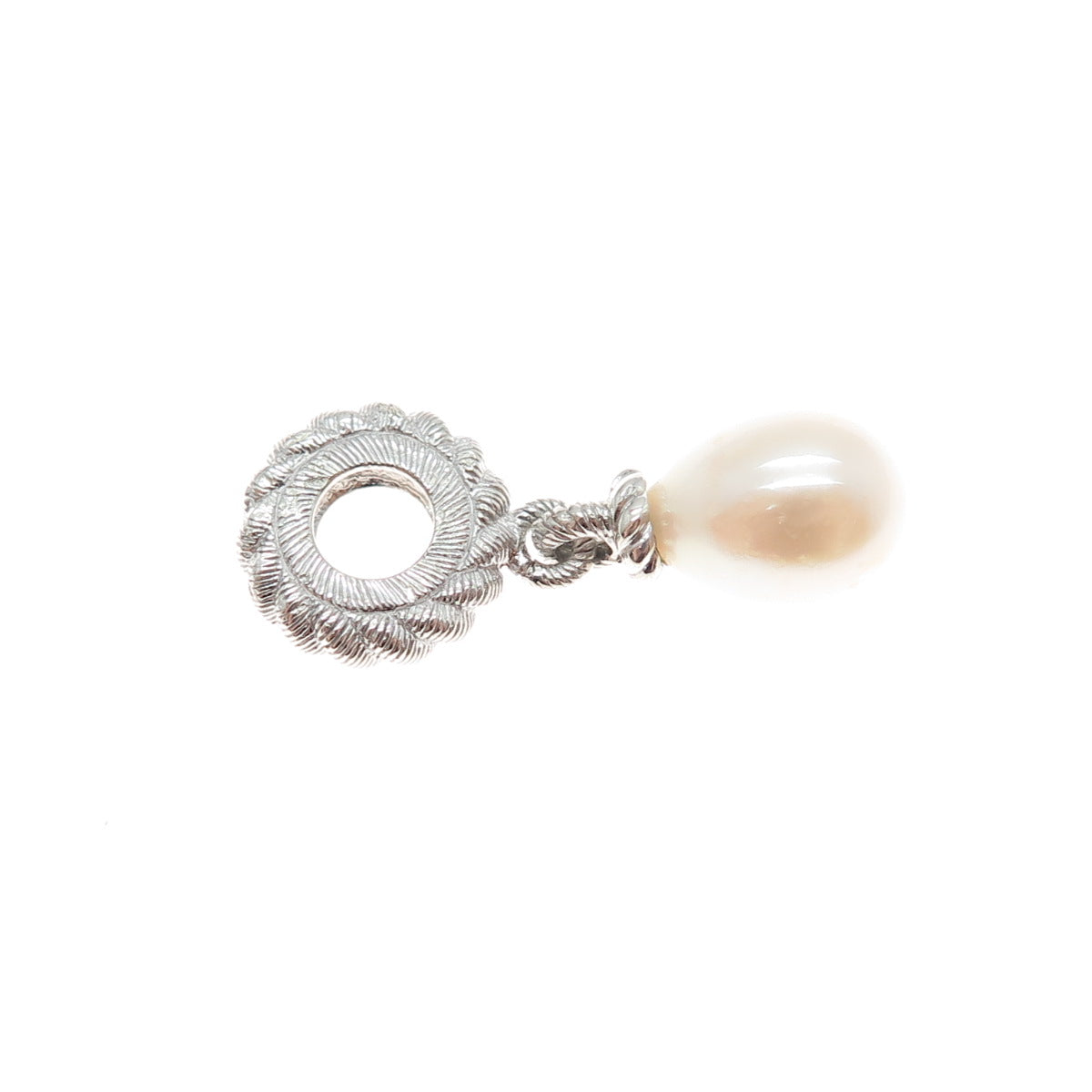 JUDITH RIPKA 925 Sterling Silver Real Pearl Slide Dangle Charm