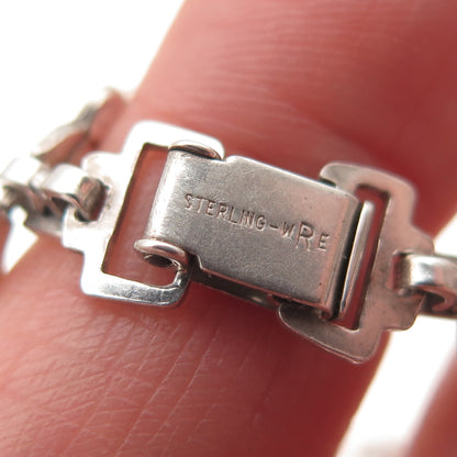 WRE W.E. Richards 925 Sterling Silver Antique Art Deco Floral Bracelet 7.75"