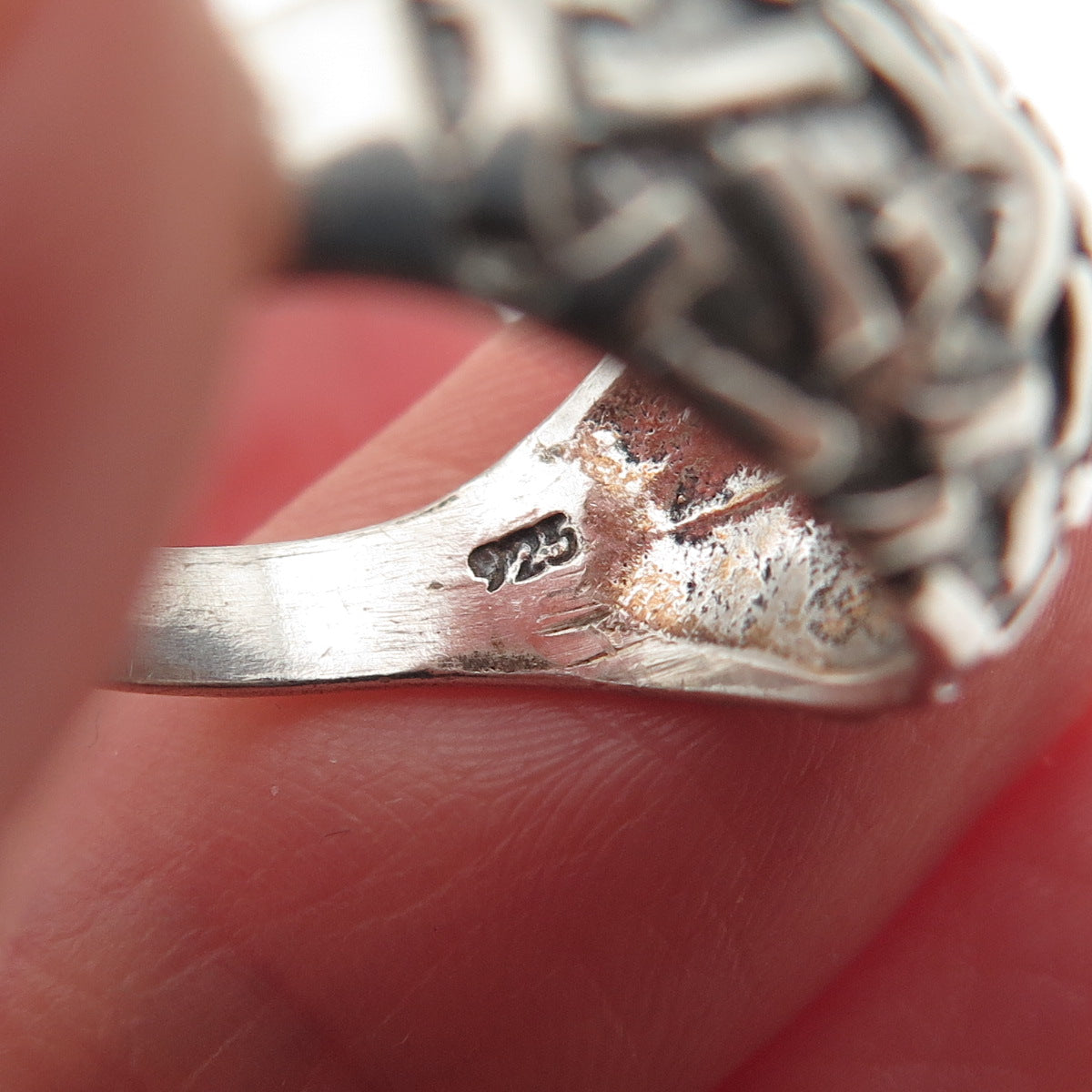 925 Sterling Silver Vintage Modernist Oxidized Dome Ring Size 6.25