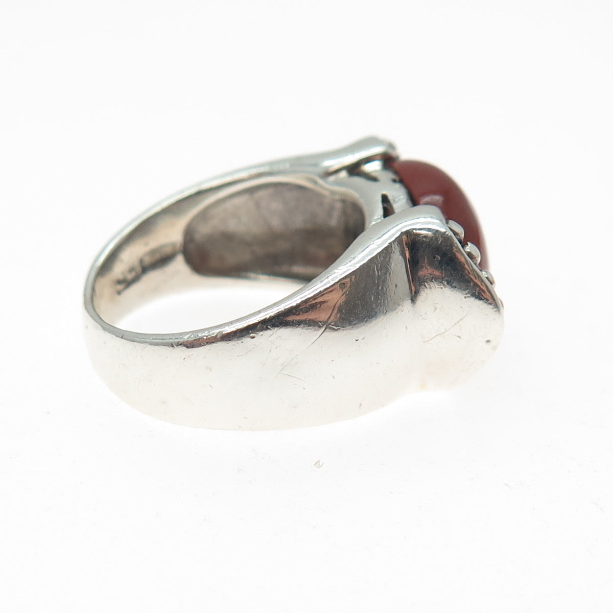 CFJ Collins Fine Sterling Silver Vintage Real Red Jasper Modernist Ring Size 6