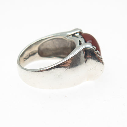 CFJ Collins Fine Sterling Silver Vintage Real Red Jasper Modernist Ring Size 6
