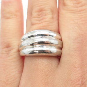 CHAPAL ZENRAY 925 Sterling Silver Vintage Modernist Ribbed Ring Size 6.75