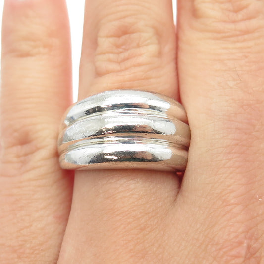 CHAPAL ZENRAY 925 Sterling Silver Vintage Modernist Ribbed Ring Size 6.75