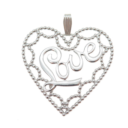 VAN DELL 925 Sterling Silver Vintage Love Ornate Heart Pendant