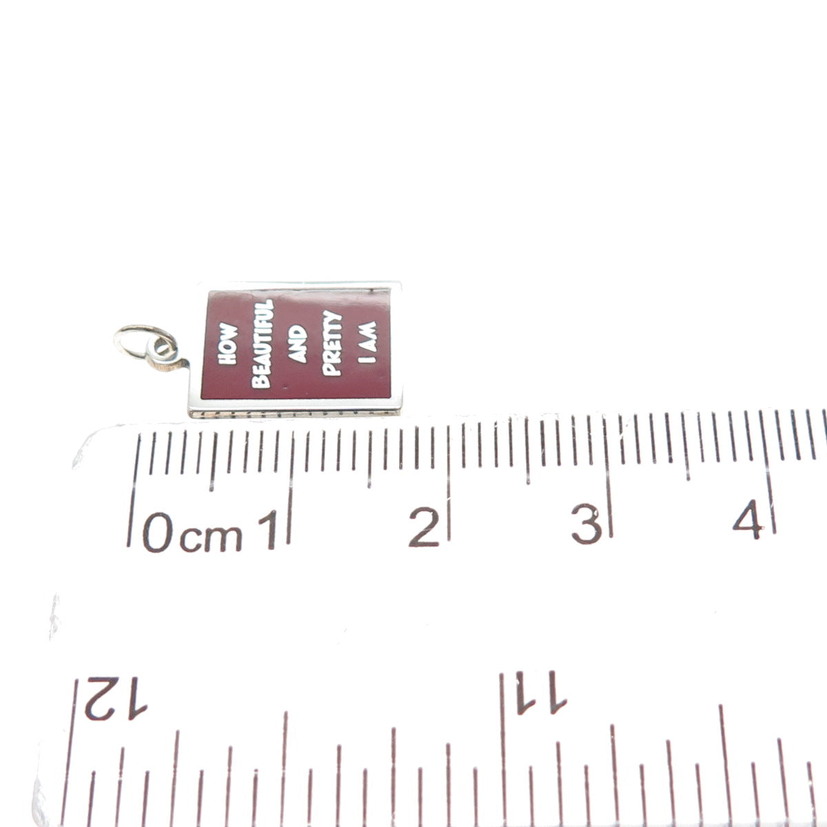 925 Sterling Silver Enamel How Beautiful & Pretty I Am Minimalist Charm Pendant