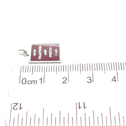 925 Sterling Silver Enamel How Beautiful & Pretty I Am Minimalist Charm Pendant