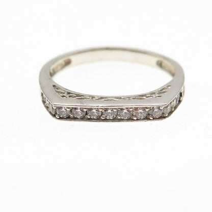 925 Sterling Silver Round-Cut C Z Stackable Ring Size 10