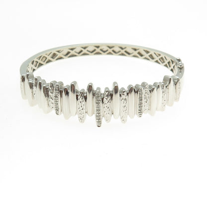 MY RED BIRD 925 Sterling Silver Real Round-Cut Diamond Bangle Bracelet 6.75"