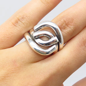 925 Sterling Silver Vintage Modernist Ring Size 7.5