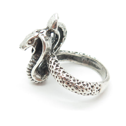 925 Sterling Silver Vintage Cobra Snake Ring Size 6.5