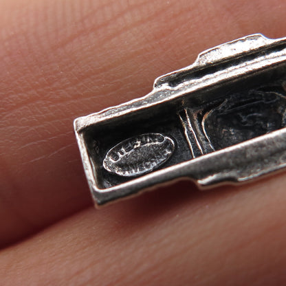 DANECRAFT 925 Sterling Silver Vintage Independence Hall Oxidized Mini 3D Pendant