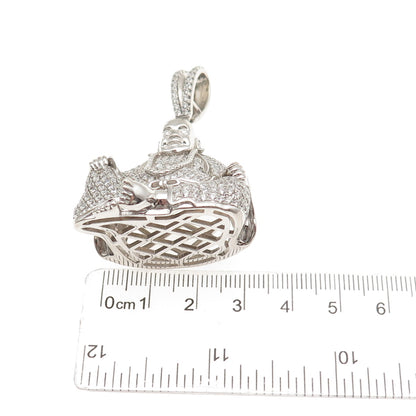 925 Sterling Silver Round-Cut C Z Buddha Pendant