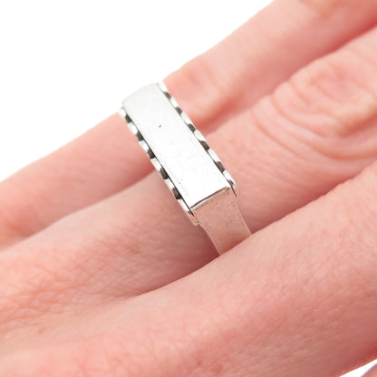 925 Sterling Silver Vintage S-Swirl Oxidized Bar Ring Size 6.5