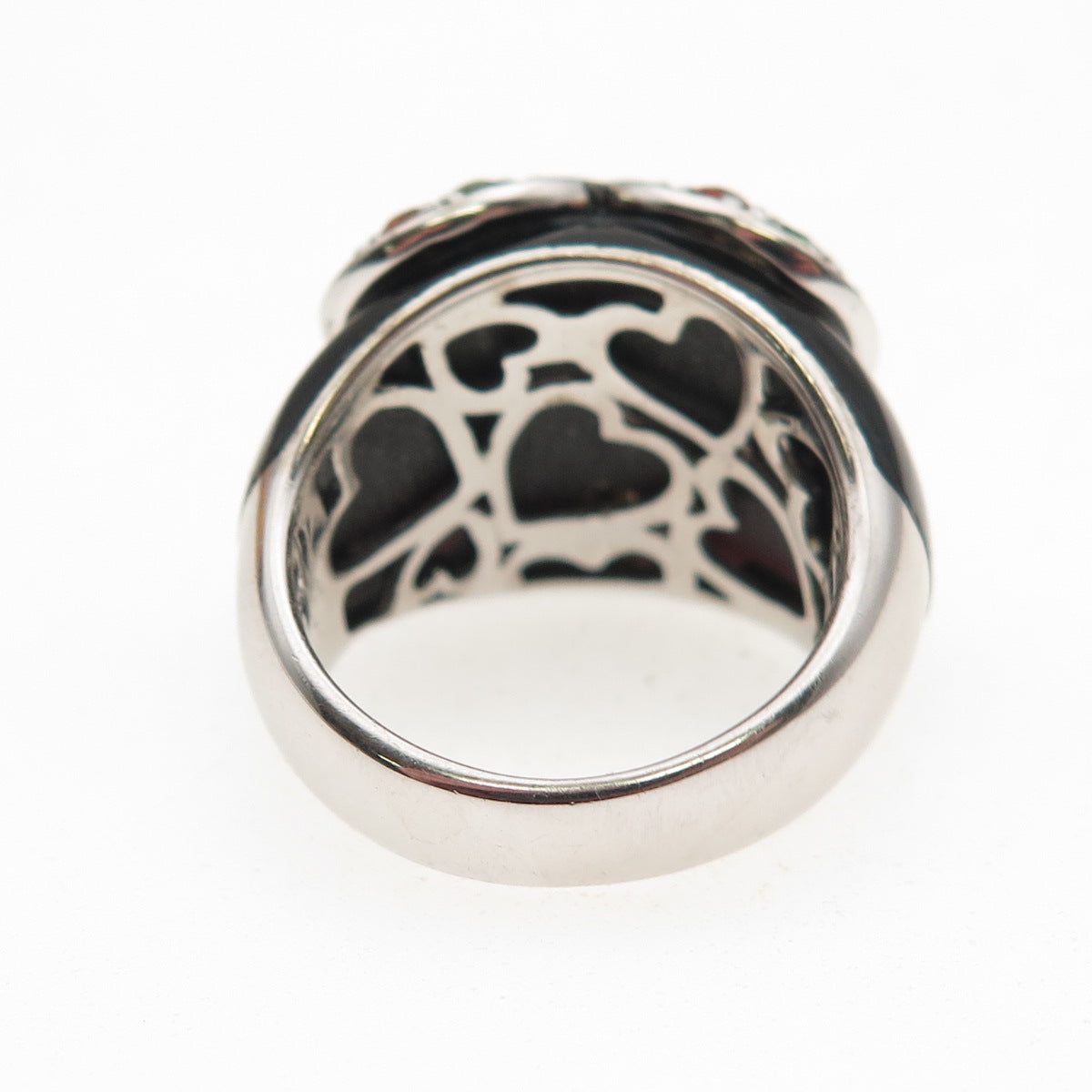 SKJ Sheridan Kennedy 925 Sterling Real Multi-Sapphire Onyx Heart Ring Size 6.25