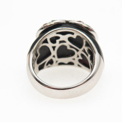 SKJ Sheridan Kennedy 925 Sterling Real Multi-Sapphire Onyx Heart Ring Size 6.25