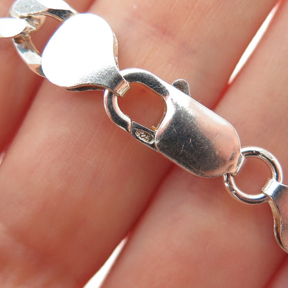 925 Sterling Silver Vintage Italy Figaro Link Bracelet 8.75"