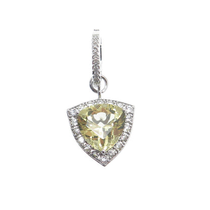 FADI 925 Sterling Silver Real Diamond White Topaz & Citrine Charm Pendant