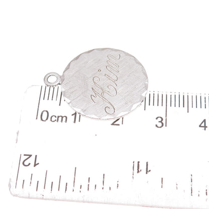 Wells 925 Sterling Silver Vintage Engraved Kim Charm Pendant