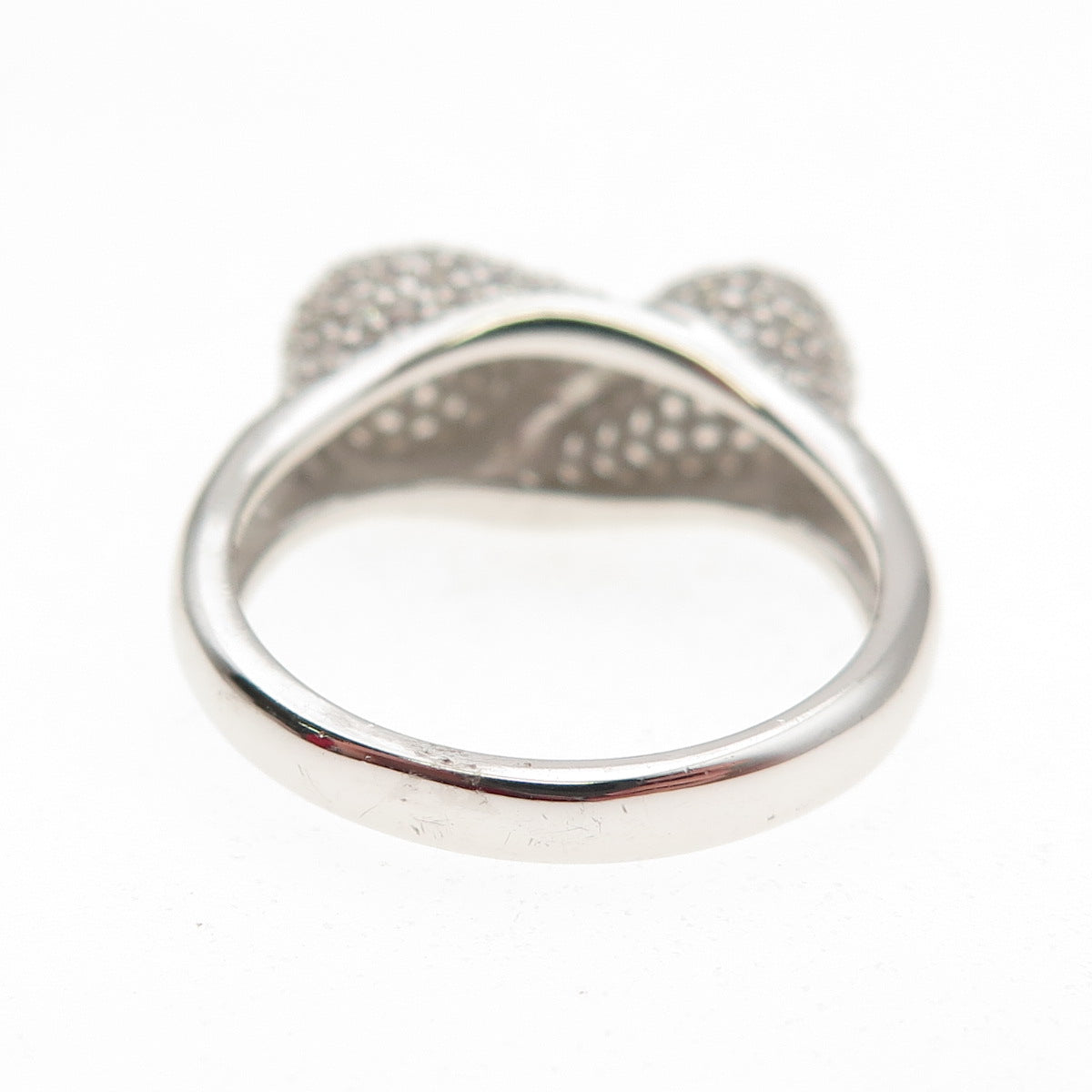 925 Sterling Silver Round-Cut C Z Bypass Dome Ring Size 7.25