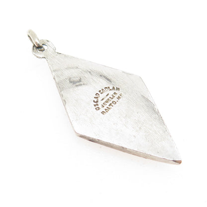 OSCAR CAPLAN 925 Sterling Silver Antique Enamel Upsilon Alpha Phi Pendant