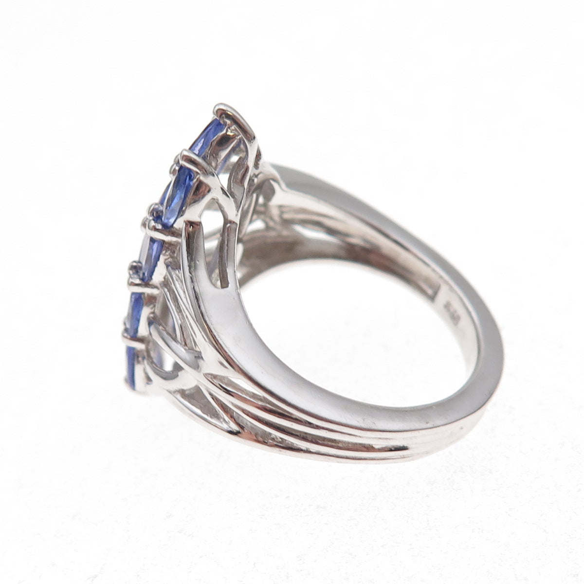 Chuck Clemency 925 Sterling Silver Real Oval-Cut Tanzanite Ring Size 8.25