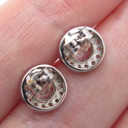 925 Sterling Silver Round-Cut C Z Sparkle Stud Earrings