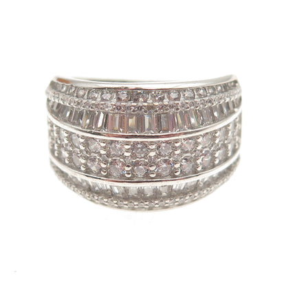 925 Sterling Silver Round & Tapered Baguette-Cut C Z Sparkle Ring Size 9.25