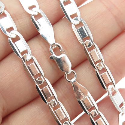 925 Sterling Silver Italy Flat Anchor Mariner Chain Necklace 18"