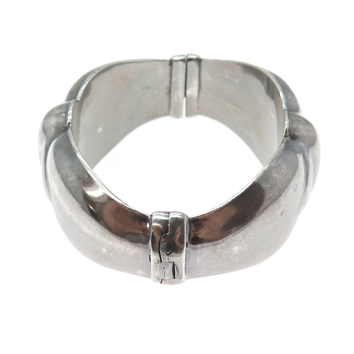 925 Sterling Silver Vintage Italy Modernist Heavy 72.5g Oxidized Bracelet 7.25"