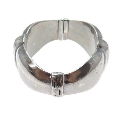 925 Sterling Silver Vintage Italy Modernist Heavy 72.5g Oxidized Bracelet 7.25"