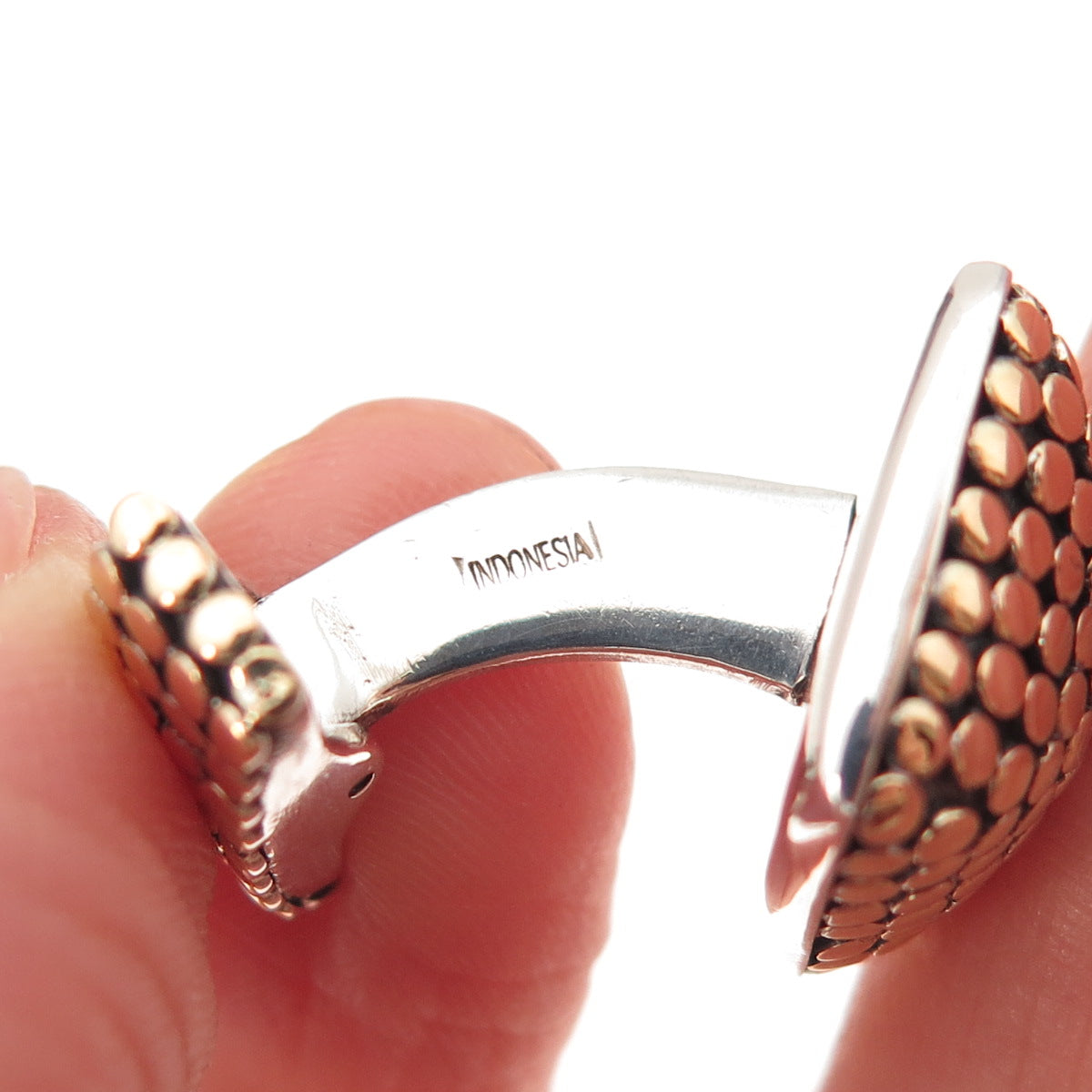 John Hardy 925 Sterling Silver 18K Gold Vintage Dotted Cufflinks (missing part)