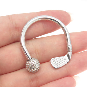 925 Sterling Silver Vintage Gold Club Screw-Off Key Ring Holder