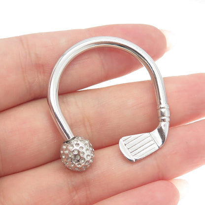 925 Sterling Silver Vintage Gold Club Screw-Off Key Ring Holder