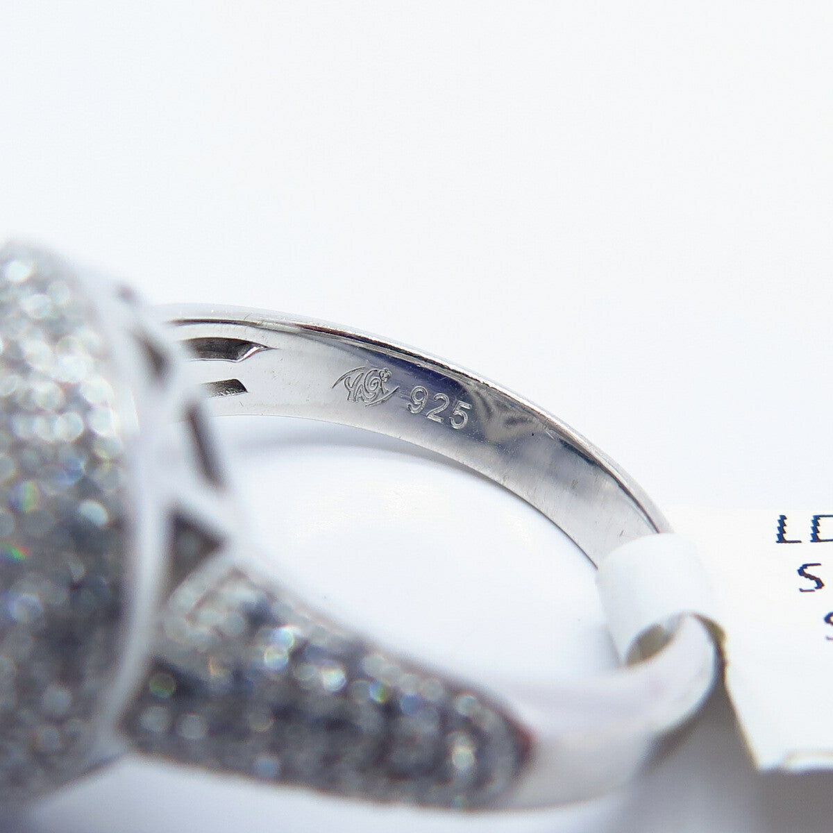 925 Sterling Silver Swarovski White Chrystal Lab-Created Sapphire Ring Size 6.75