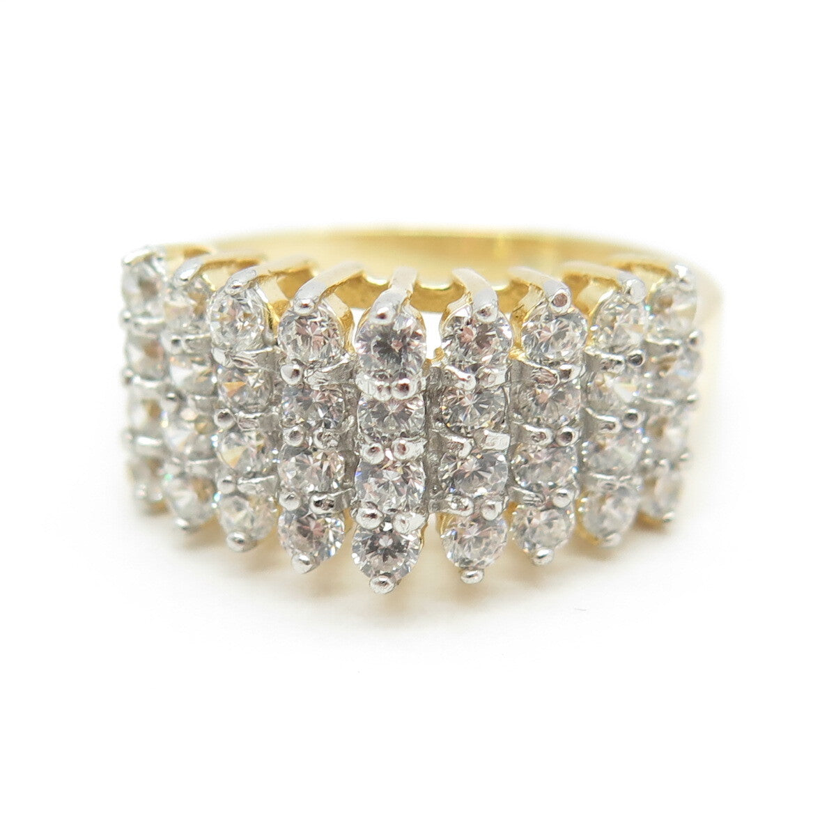 HAN 925 Sterling Silver Gold Plated Pave C Z Ring Size 10