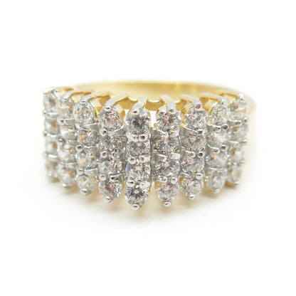 HAN 925 Sterling Silver Gold Plated Pave C Z Ring Size 10
