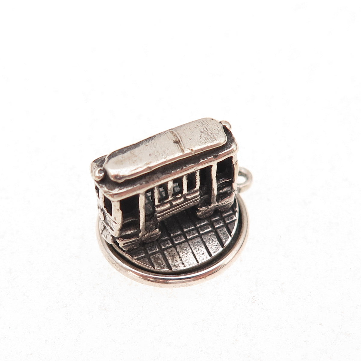 Bell Trading Post 925 Sterling Silver Vintage SF Cable Car Rotating 3D Pendant