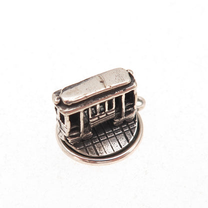 Bell Trading Post 925 Sterling Silver Vintage SF Cable Car Rotating 3D Pendant