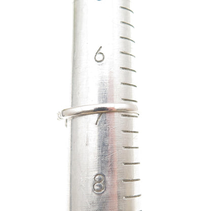 925 Sterling Silver Vintage Marquise-Cut Lab-Created Ruby & C Z Ring Size 7