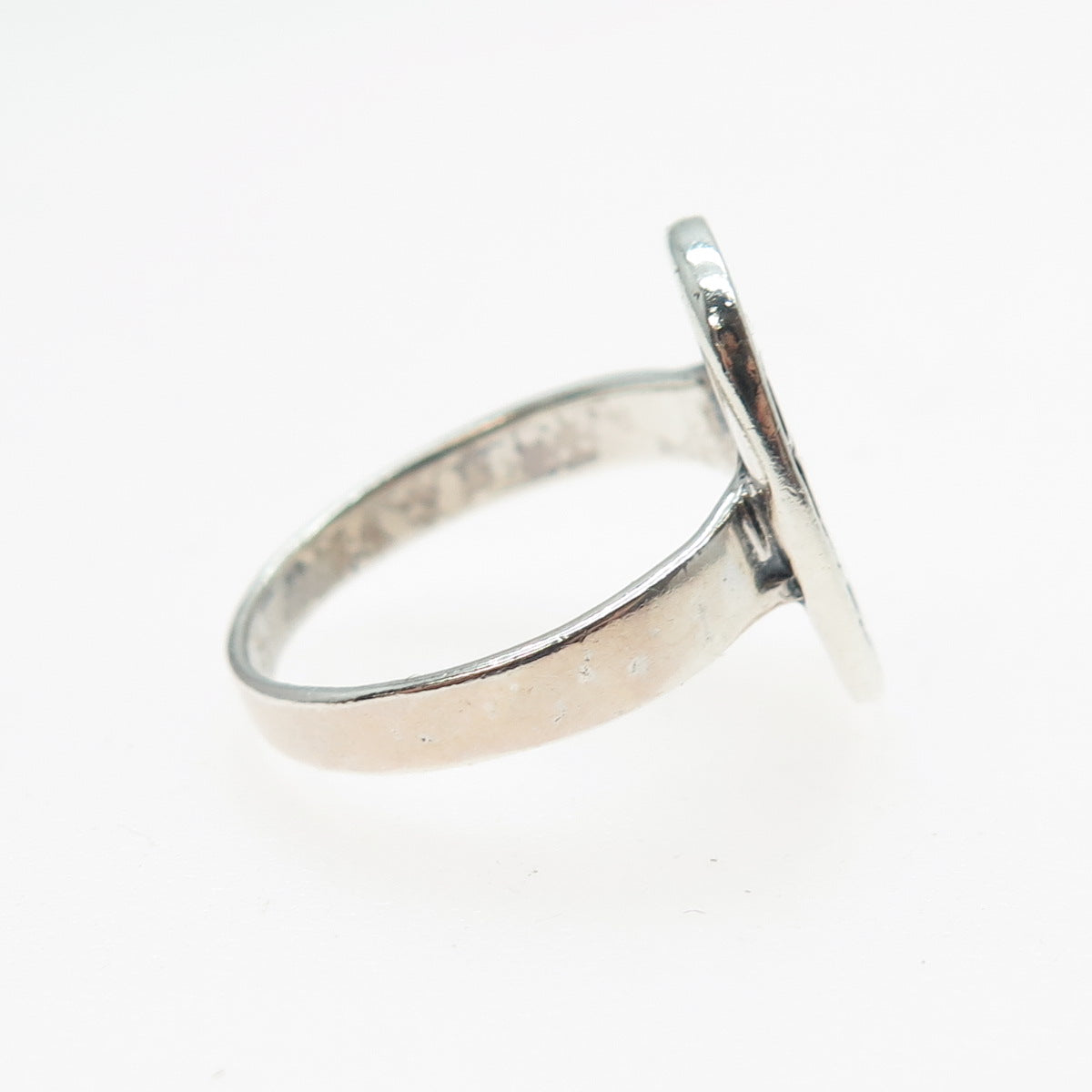 925 Sterling Silver Vintage Runic Symbol Oxidized Ring Size 7.25