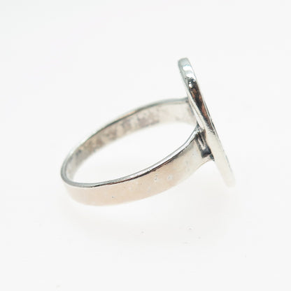 925 Sterling Silver Vintage Runic Symbol Oxidized Ring Size 7.25