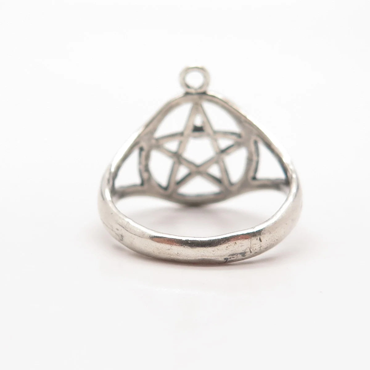 925 Sterling Silver Vintage Star Open Round Ring Size 7.75